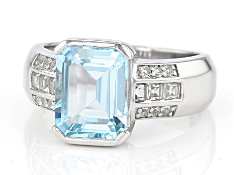 Pre-Owned Sky Blue Glacier Topaz Rhodium Over Sterling Silver Ring 3.96ctw