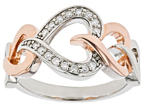 Pre-Owned Moissanite Platineve And 14k Rose Gold Over Sterling Silver Heart Ring .16ctw DEW