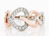 Pre-Owned Moissanite Platineve And 14k Rose Gold Over Sterling Silver Heart Ring .16ctw DEW