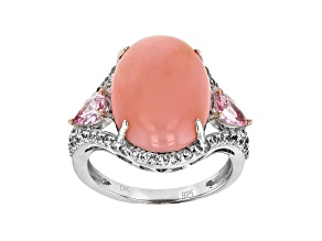 Pre-Owned Pink Peruvian opal sterling silver ring 1.69ctw