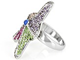 Pre-Owned Silver Tone Multi Color Crystal Starfish Ring