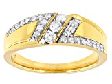 Pre-Owned White Diamond 14k Yellow Gold Over Sterling Silver Men's Ring