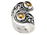 Pre-Owned Yellow Citrine Sterling Silver Bypass Ring 1.98ctw