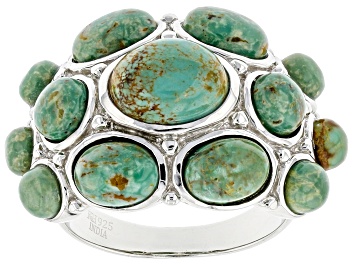 Picture of Pre-Owned Turquoise Rhodium over sterling Silver Ring