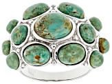 Pre-Owned Turquoise Rhodium over sterling Silver Ring