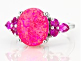 Pre-Owned Pink Lab Created Opal Rhodium Over Sterling Silver Ring 0.73ctw