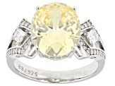 Pre-Owned Yellow And White Cubic Zirconia Rhodium Over Sterling Silver Ring 8.87ctw