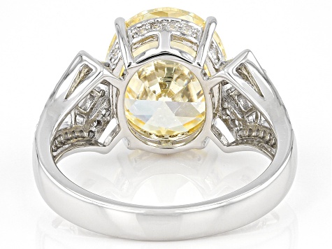 Pre-Owned Yellow And White Cubic Zirconia Rhodium Over Sterling Silver Ring 8.87ctw