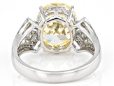 Pre-Owned Yellow And White Cubic Zirconia Rhodium Over Sterling Silver Ring 8.87ctw