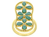 Pre-Owned Kingman Turquoise 18K Gold Over Silver Ring