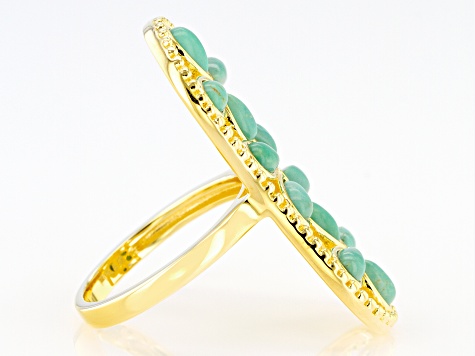 Pre-Owned Kingman Turquoise 18K Gold Over Silver Ring