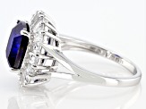 Pre-Owned Blue Lab Created Sapphire Rhodium Over Sterling Silver Ring 5.09ctw