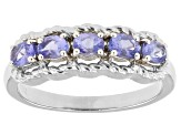 Pre-Owned Blue Tanzanite Platinum Over Sterling Silver Band Ring 0.60ctw
