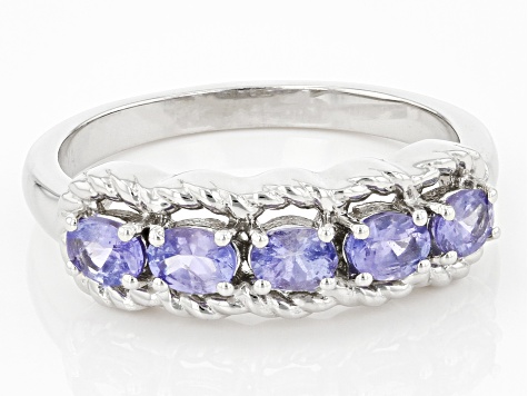 Pre-Owned Blue Tanzanite Platinum Over Sterling Silver Band Ring 0.60ctw