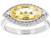 Pre-Owned Yellow Citrine Rhodium Over Sterling Silver Ring 2.63ctw