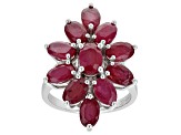 Pre-Owned Red Mahaleo(R) Ruby Rhodium Over Sterling Silver Ring 7.60ctw