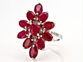 Pre-Owned Red Mahaleo(R) Ruby Rhodium Over Sterling Silver Ring 7.60ctw