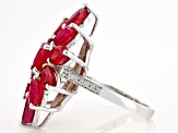 Pre-Owned Red Mahaleo(R) Ruby Rhodium Over Sterling Silver Ring 7.60ctw