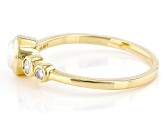 Pre-Owned White Pearl And White Diamond 14k Yellow Gold June Birthstone Ring 0.07ctw