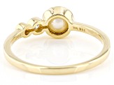 Pre-Owned White Pearl And White Diamond 14k Yellow Gold June Birthstone Ring 0.07ctw