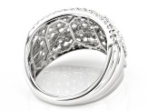 Pre-Owned White Diamond 900 Platinum Wide Band Ring 2.00ctw