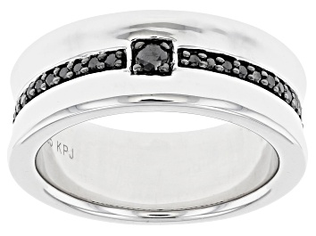 Picture of Pre-Owned Black Diamond Rhodium Over Sterling Silver Mens Band Ring 0.25ctw