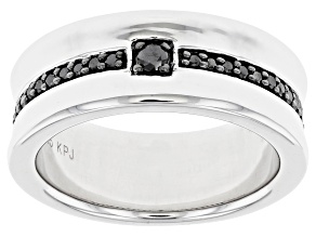 Pre-Owned Black Diamond Rhodium Over Sterling Silver Mens Band Ring 0.25ctw