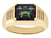 Pre-Owned Multi-Color Quartz 18k Yellow Gold Over Sterling Silver Men's Ring 4.19ctw