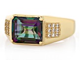 Pre-Owned Multi-Color Quartz 18k Yellow Gold Over Sterling Silver Men's Ring 4.19ctw