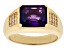 Pre-Owned Purple African Amethyst 18k Yellow Gold Over Sterling Silver Men's Ring