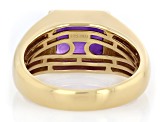 Pre-Owned Purple African Amethyst 18k Yellow Gold Over Sterling Silver Men's Ring