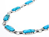 Pre-Owned Rectangular Blue Turquoise Sterling Silver Necklace