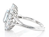 Pre-Owned Mixed Shape Aquamarine With White Topaz Rhodium Over Sterling Silver Ring 2.33ctw