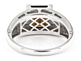 Pre-Owned Smoky Quartz Rhodium Over Sterling Silver Men's Ring 3.03ctw