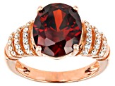 Pre-Owned Red and White Cubic Zirconia 18k Rose Gold Over Sterling Silver Ring 8.79ctw
