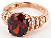 Pre-Owned Red and White Cubic Zirconia 18k Rose Gold Over Sterling Silver Ring 8.79ctw