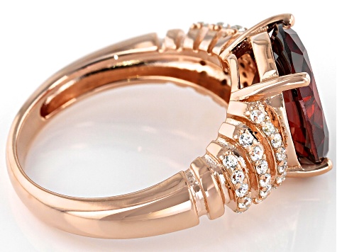 Pre-Owned Red and White Cubic Zirconia 18k Rose Gold Over Sterling Silver Ring 8.79ctw