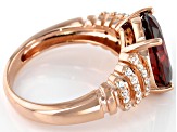 Pre-Owned Red and White Cubic Zirconia 18k Rose Gold Over Sterling Silver Ring 8.79ctw