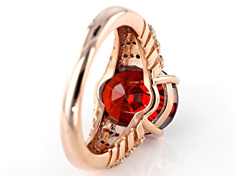 Pre-Owned Red and White Cubic Zirconia 18k Rose Gold Over Sterling Silver Ring 8.79ctw