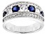 Pre-Owned Sapphire Simulant And White Cubic Zirconia Platinum Over Silver Ring 1.87ctw