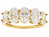 Pre-Owned Fabulite Strontium Titanate 18k  yellow gold over sterling silver 5 stone ring 4.79ctw.