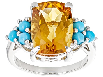 Picture of Pre-Owned Yellow Citrine Rhodium Over Sterling Silver Ring 5.00ct