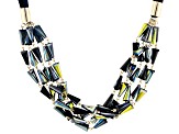 Pre-Owned Black Iridescent Bead Gold Tone Multi-Row Necklace