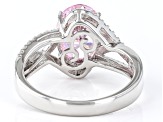 Pre-Owned Pink And White Cubic Zirconia Rhodium Over Sterling Silver Starry Cut Ring 5.45ctw