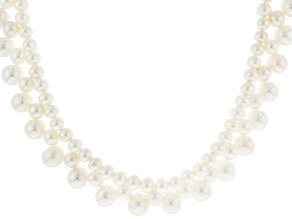 Pre-Owned White Cultured Freshwater Pearl Rhodium Over Sterling Silver 18 Inch Necklace