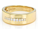 Pre-Owned Moissanite 14k Yellow Gold Over Sterling Silver Mens Ring .19ctw DEW.