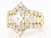 Pre-Owned White Cubic Zirconia 18k Yellow Gold Over Sterling Silver Ring 6.96ctw