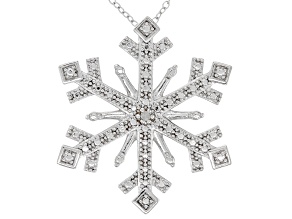 Pre-Owned White Diamond Accent Rhodium Over Sterling Silver Snowflake Pendant With 18" Cable Chain