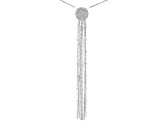 Pre-Owned White Crystal Silver Tone Pave Circle Necklace With Tassel