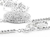 Pre-Owned White Crystal Silver Tone Pave Circle Necklace With Tassel
